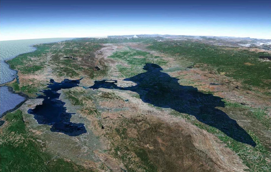 Helena a Newton Harrisonovi, Zátoky San Franciska (2010). Vznik vnitřní laguny v Centrálním údolí Kalifornie po předpokládaném vzestupu mořské hladiny o 300 cm.